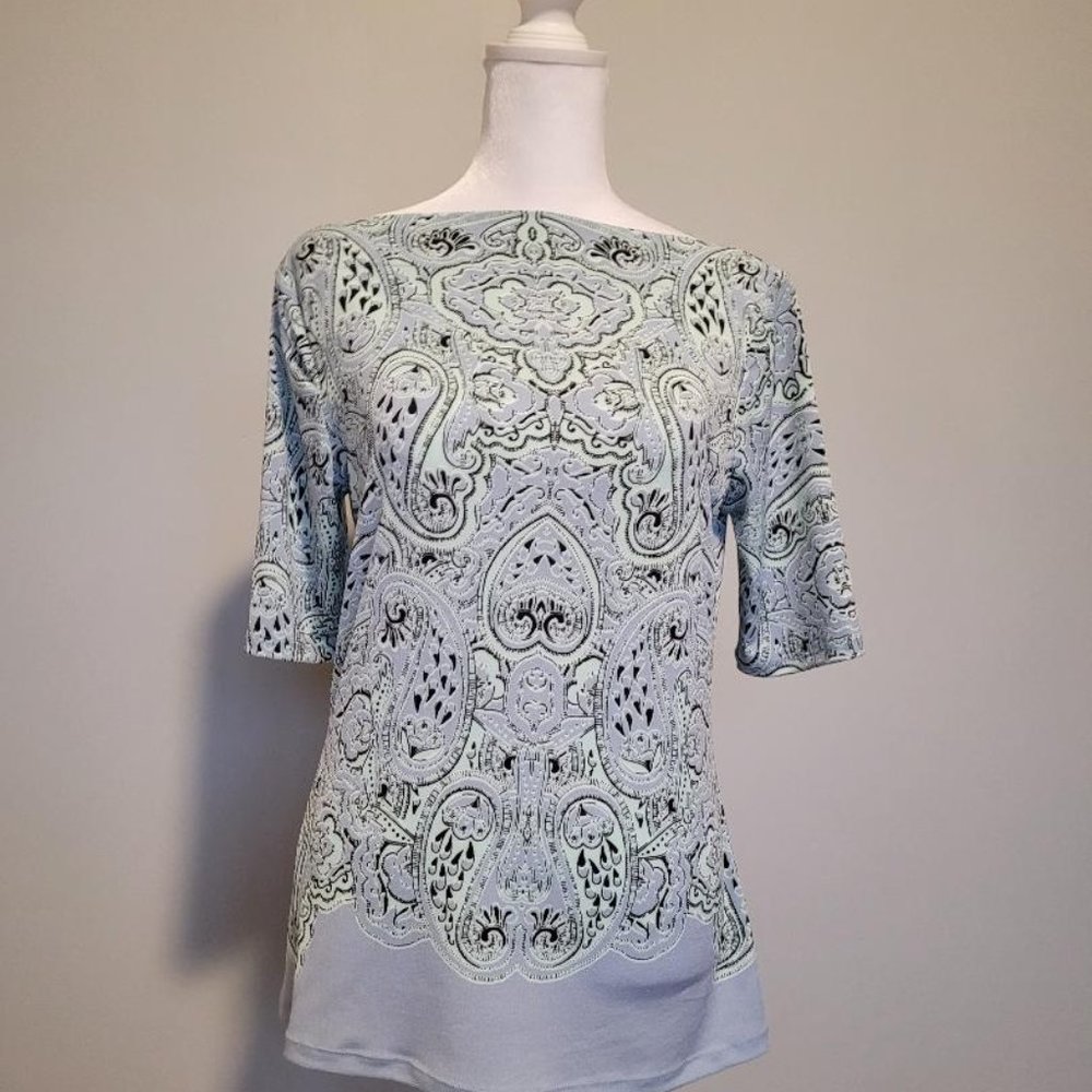 The Limited Mint Green Paisley Top Short Sleeve